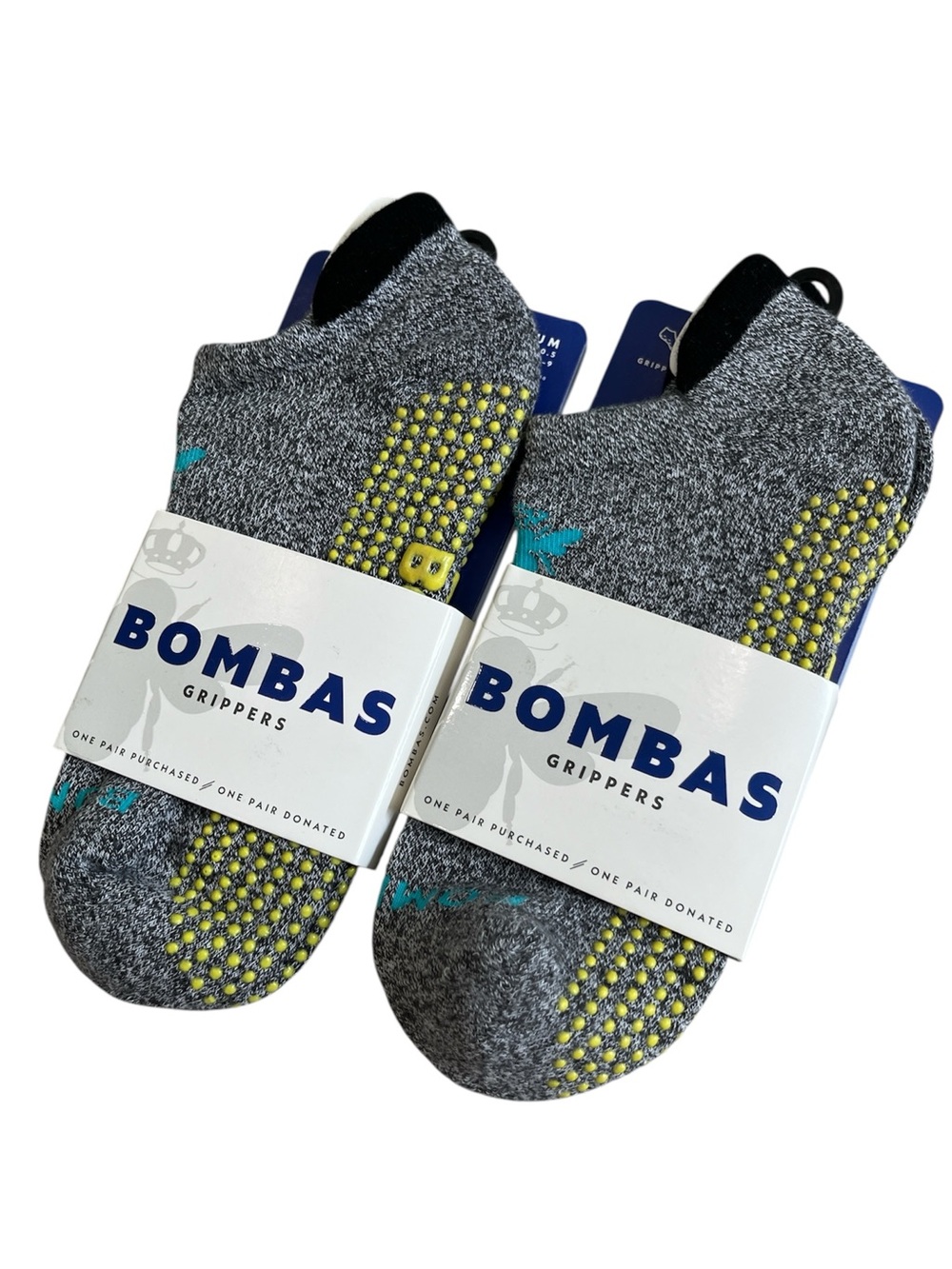 Bombas Gripper Socks 2 Pair Lot Medium Womens 8-10.5 Mens 6-9 NEW Pilates
